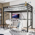ikalido Metal Loft Bed Twin Size with Safety Guardrail and Ladder, No Box Spring Needed Space Saving Bedroom Furniture, Matte Bl