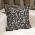 Domvitus Floral Pillow Covers 18X18, Throw Pillows For Couch, Floral Print Pillow Cover, Decorative Neutral Accent Throw Pillow Covers For Living Room, 1Pc, Black