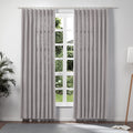 TWOPAGES Double Layer Lined Pinch Pleated Curtain Rock Grey Linen Blend Light Filtering Room Darkening Curtain for Kitchen, Wind