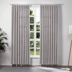TWOPAGES Double Layer Lined Pinch Pleated Curtain Rock Grey Linen Blend Light Filtering Room Darkening Curtain for Kitchen, Wind