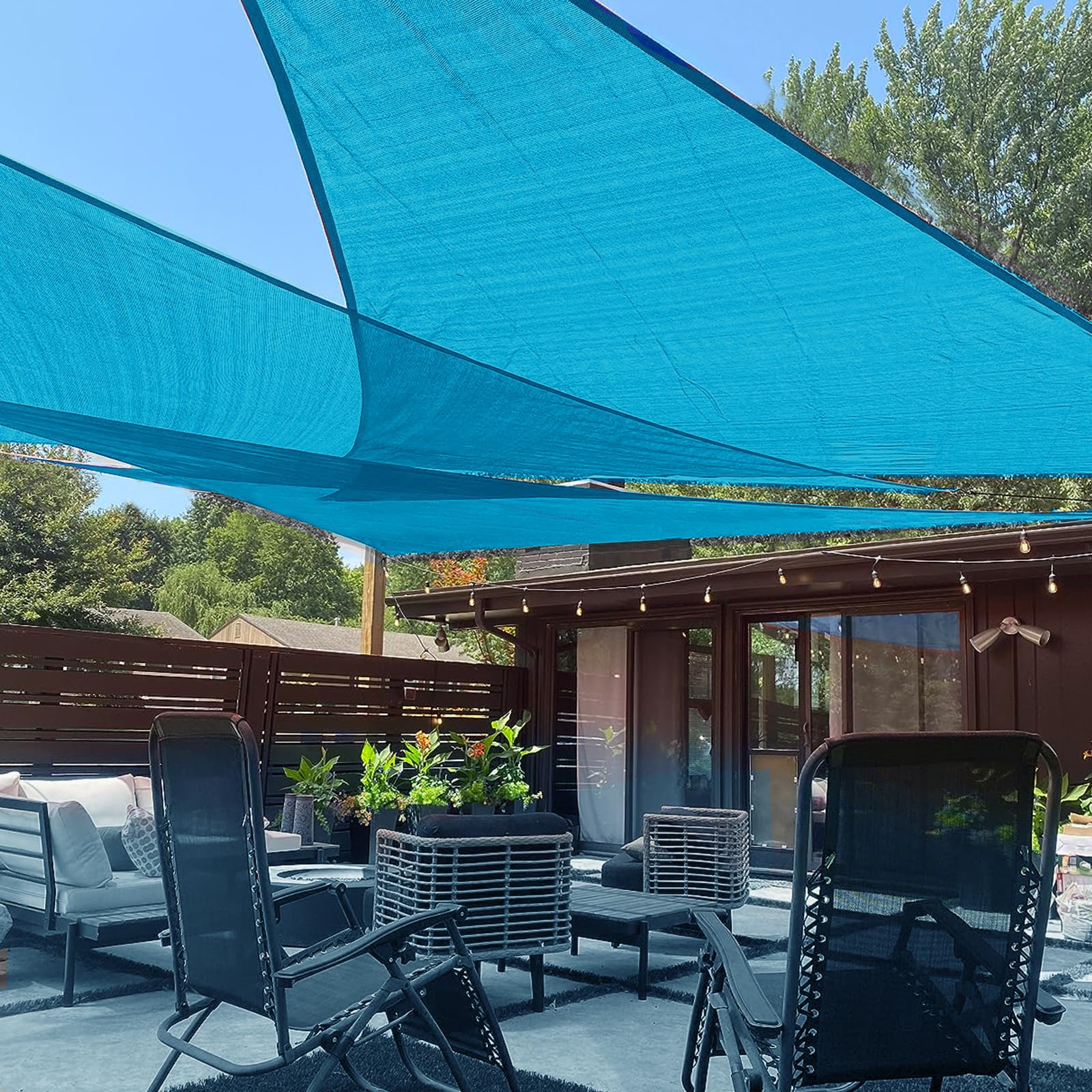 Love Story Custom Size 17'X24'X29.4' Turquoise Blue Sun Shade Sail Right Triangle Sunshade Fabric Awning Canopy For Patio Backya