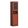 Hodedah 63 Tall Slim Open Shelf Plus Top and Bottom Enclosed Storage Kitchen Pantry, Cherry