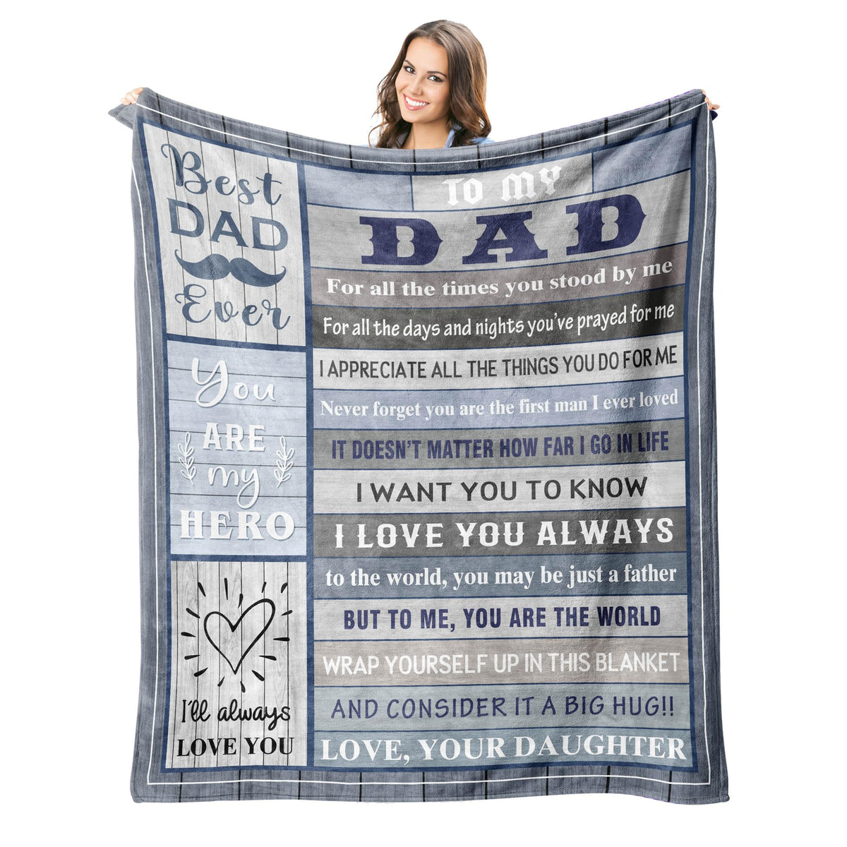 Peliny Chrid Gifts For Dad - Dad Birthday Gift Blanket - Fathers Day Dad Gifts From Daughter - Birthday Gifts For Dad - Best Dad