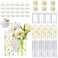 UDU 12 Set Glass Cylinder Vases for Centerpieces with 80000 Clear Water Vase Filler Gel Beads 24 White Floating Candles 6 Pearl 
