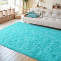 FinRec Soft Blue Rugs for Bedroom Living Room, 4x6 Feet Modern Indoor Fuzzy Shaggy Area Rug, Non-Slip Fluffy Furry Rug for Nurs