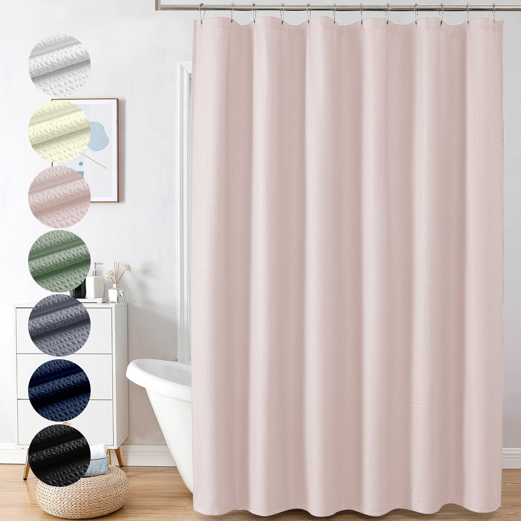 Ovzme Berry Pink Extra Long Shower Curtain 72 X 84 Inch, 3D Embossed Textured Fabric Shower Curtain For Bathroom, Hotel Spa Bath