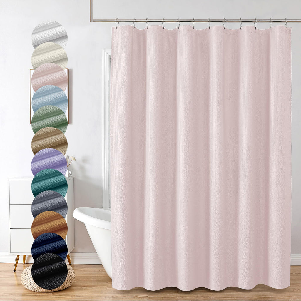 Ovzme Berry Pink Shower Curtain, Kids Bathroom Curtain 72 Inch Long, 3D Embossed Fabric Waffle Shower Curtain, Luxury Hotel Qual