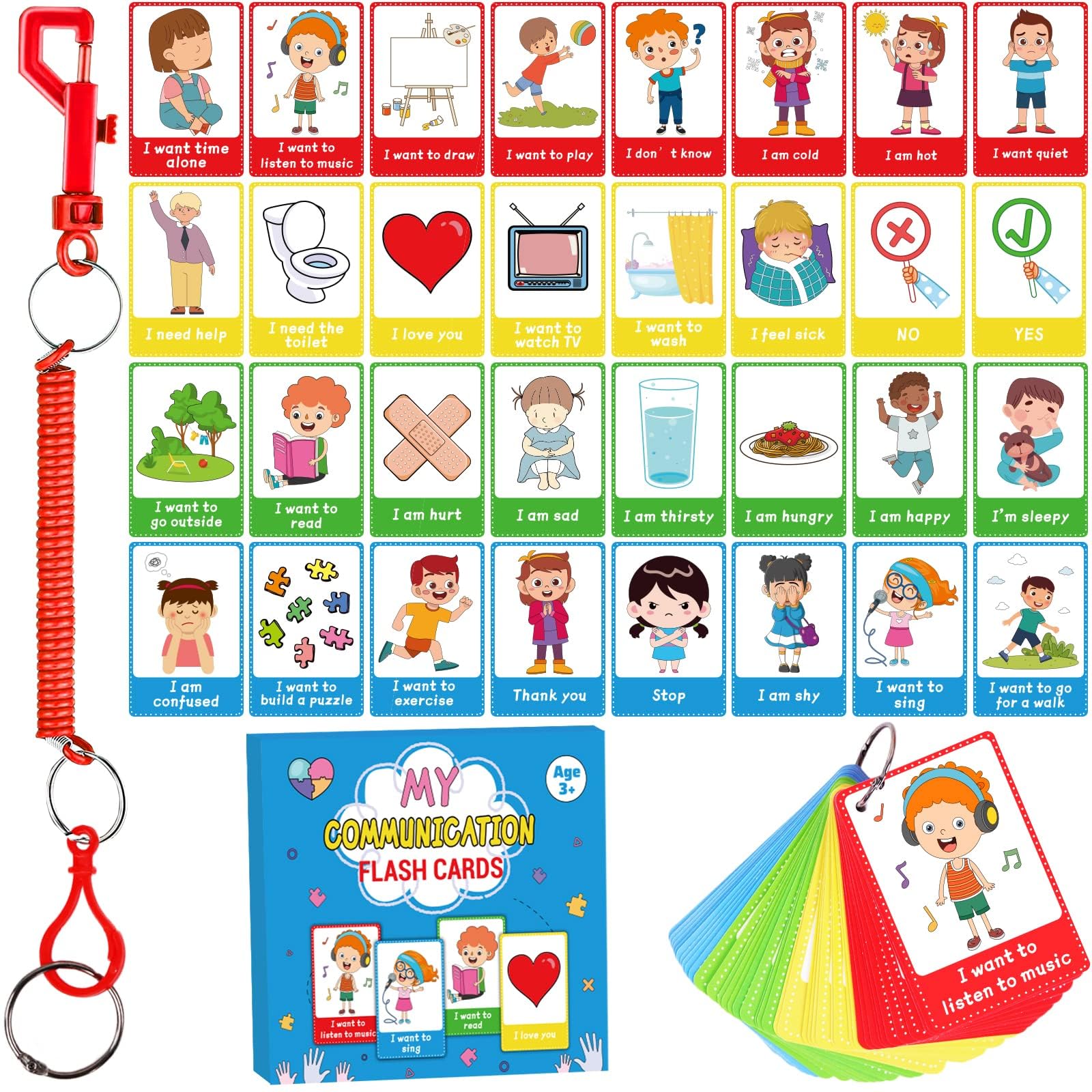 40Pcs Autism Communication Cards For Speech Delay Children And Adults Special Needs Visual Aid Language Learning Cue Cards Speci
