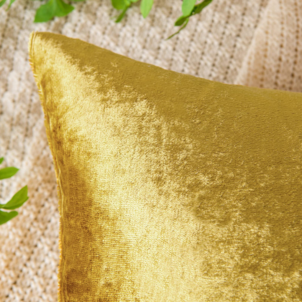 Emema Fall Bright Gold Velvet Throw Pillow Covers 20X20 Inch Set Of 2 Decorative Square Pillowcase Soft Solid Cushion Case For C