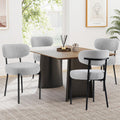 Sweetcrispy Dining Chairs Set of 4, Boucle Upholstered Modern Mid Century Round Kitchen Chairs with Curved Backrest & Metal Legs