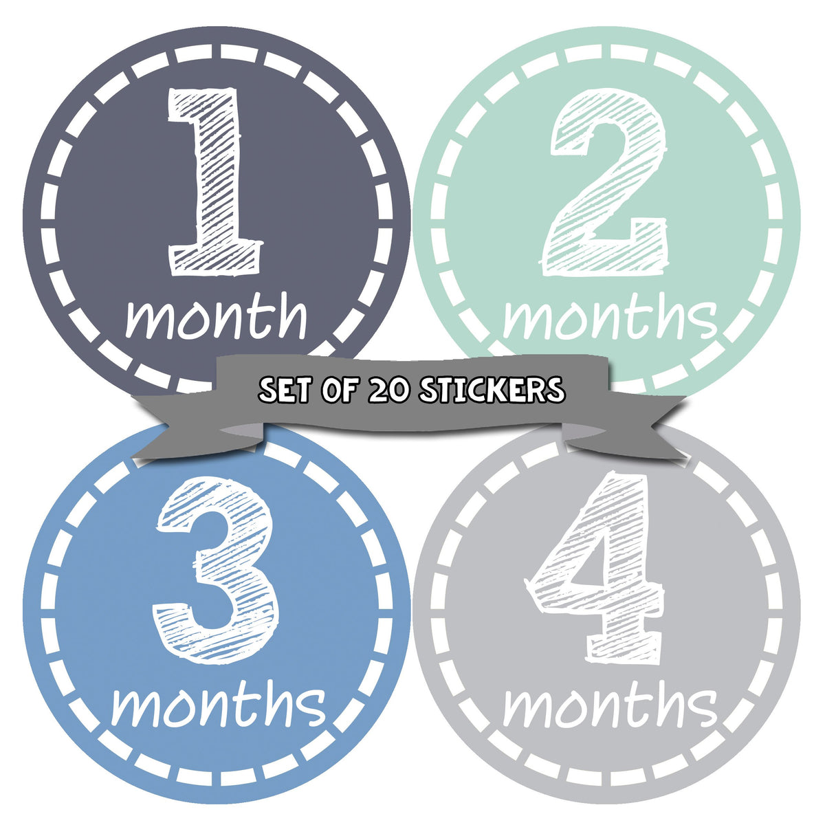 Months in Motion Baby Monthly Stickers - Baby Milestone Stickers - Newborn Boy Stickers - Month Stickers for Baby Boy - Baby Boy