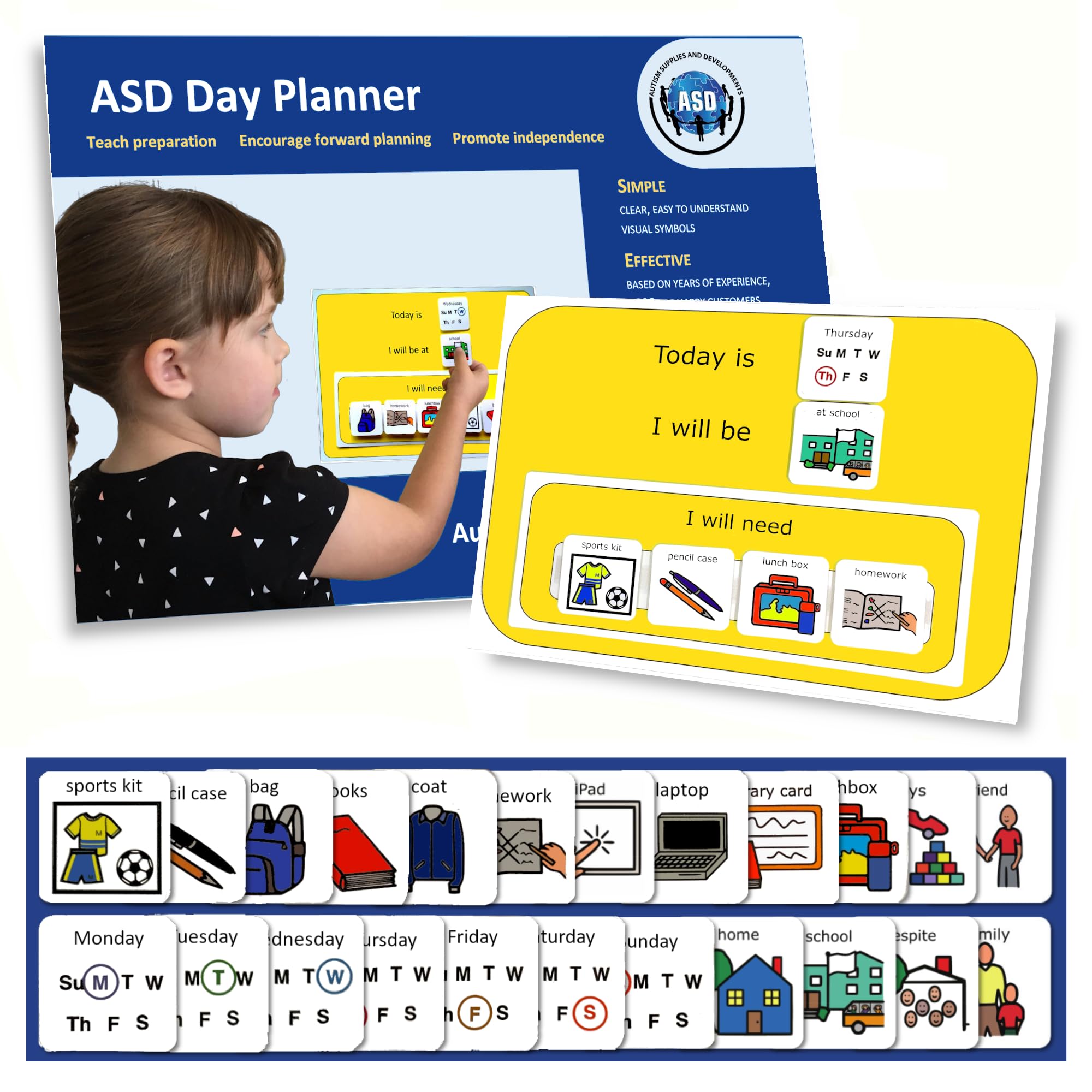 I Can Pack My Bag -Visual Schedule For Kids With Autism -Premium Durable Plastic - Help Kids Get Ready Independently -Autism Lea