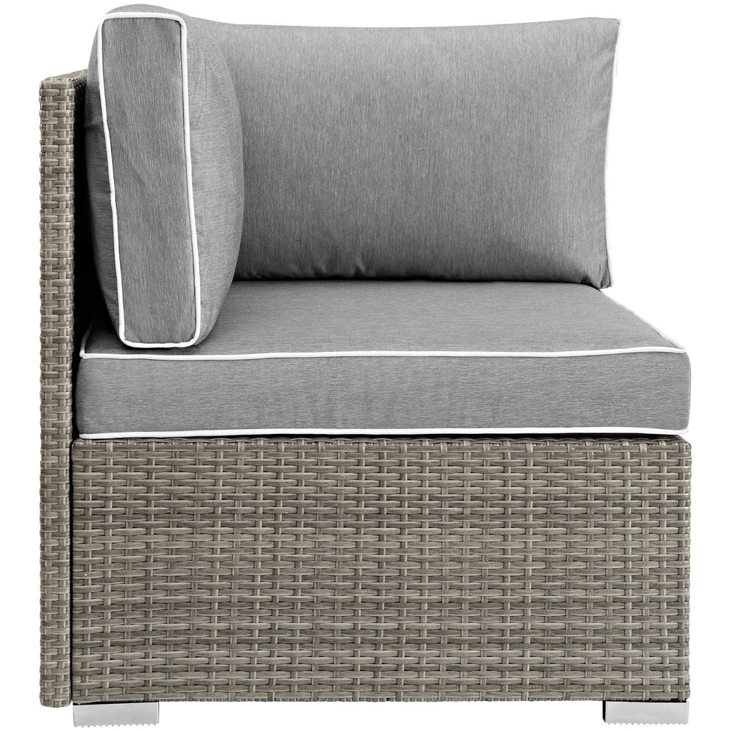 Modway Repose Wicker Rattan Outdoor Patio Corner Sectional Sofa Chair With Cushions In Light Gray Gray