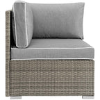 Modway Repose Wicker Rattan Outdoor Patio Corner Sectional Sofa Chair With Cushions In Light Gray Gray