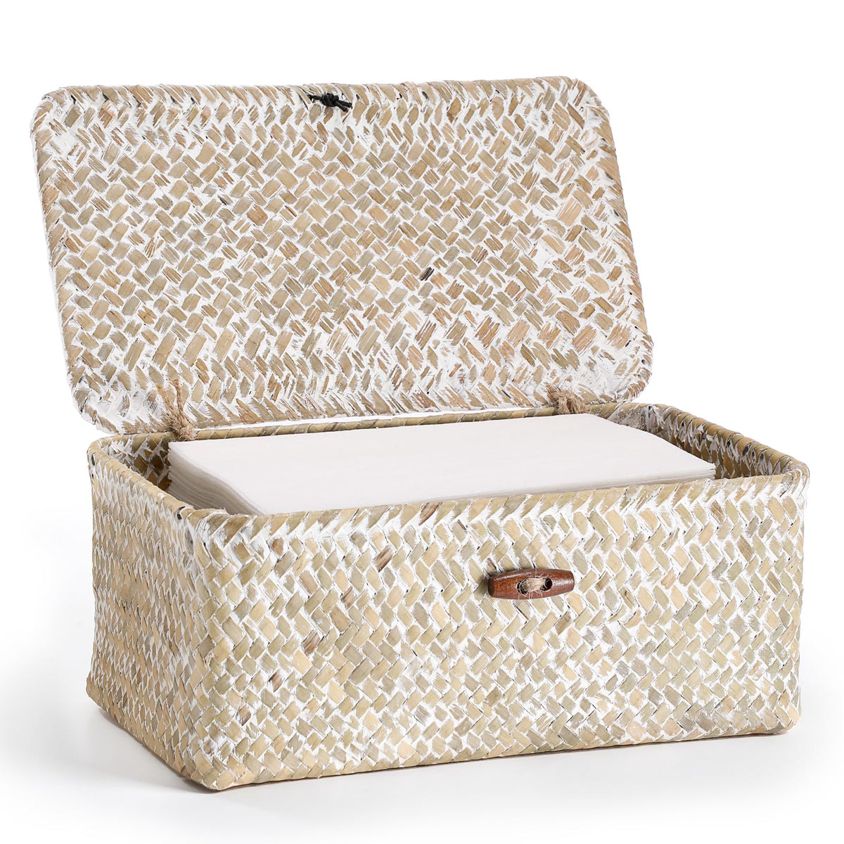 Hoowen Dryer Sheet Holder, Woven Seagrass Dryer Sheets Container with Lid