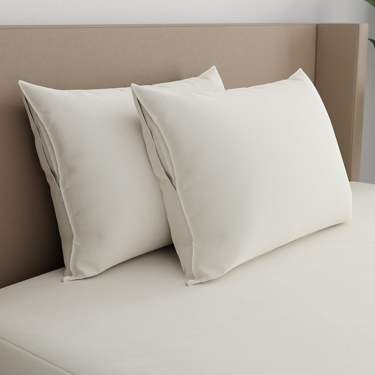 Allerease Organically Grown Soft Cotton Odor Neutralizing Allergy Defense Zippered Pillow Protector- Standard/Queen- 2 Pack