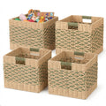 PhyBliss 12x12 Cube Storage Bins, Paper Rope Baskets for Shelves, 4 Pack