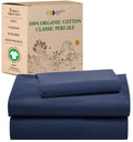 California Design Den 100% Organic Cotton Twin Xl Sheet Set, Deep Pockets Percale Sheets, Gots Certified Soft, Crisp, Cooling Sheets, Xl Twin Sheets, Navy Blue Sheets For Dorm, Hospitals