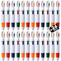 Retractable Shuttle Pens with Carabiner Clip- Pack of 24 Bulk Mini 4-in-1 Multi-Colored Ink Ballpoint Pens with Keychain for Adu