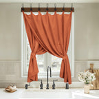 Koufall Fall Kitchen Curtains,Farmhouse Sheer Linen Short Curtains For Bathroom Window,Burnt Orange,45 Inch Length