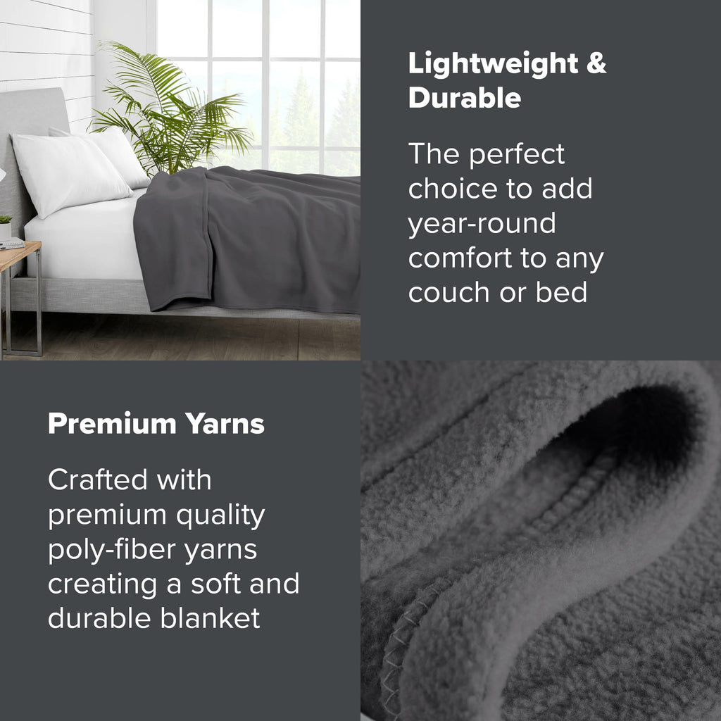 Bare Home Polar Fleece Blanket - Throw Blanket - Warm & Cozy - Premium Fleece Blanket - Blanket For Bed, Sofa, Camping, Travel A