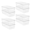 Vtopmart 8pcs Clear Organizers and Storage Bins with Lids, Stackable Plastic Storage Containers with Handles for Fridge, Freezer