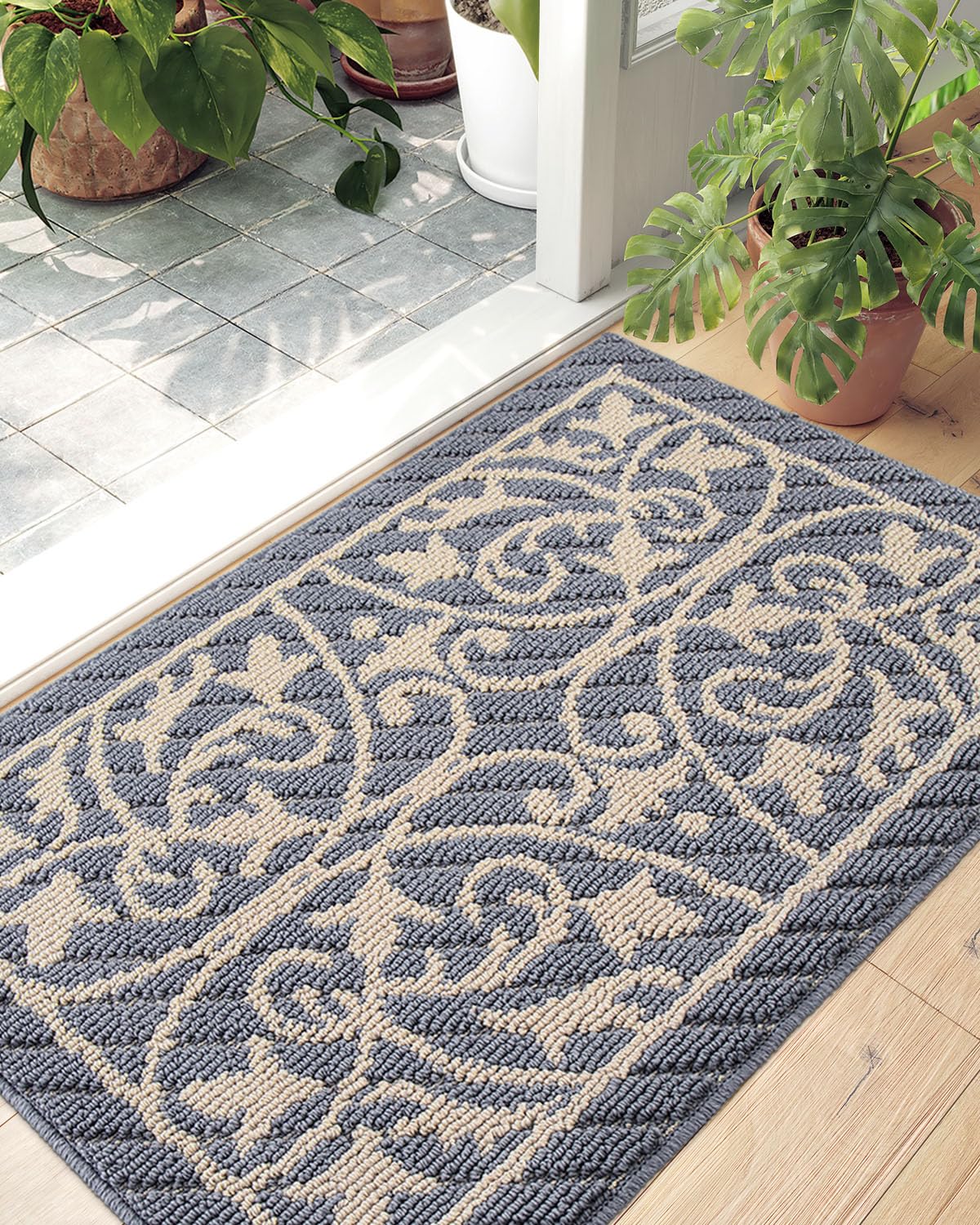 Dexi Door Mat Indoor Rugs For Entryway Floor Mats Inside Doormat Front Entrance Rug Entry Non Slip Washable,23.5'X35.5',Gray