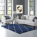Modway Toryn Diamond Trellis 5X8 High Pile Shag Area Rug With Lattice Design In Navy And Ivory