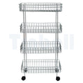 Tinbell Stainless Steel Multipurpose Kitchen Storage Shelf Basket, Kitchen Rack Four Perforated Trolley With Wheel, Vegetable Fr