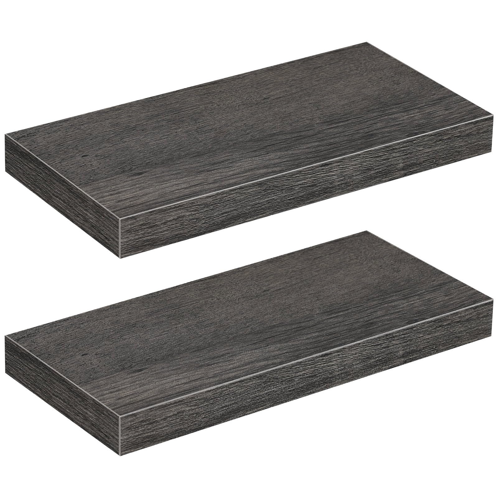 Hoobro Floating Shelves, Wall Shelf Set Of 2, 15.7 Inch Hanging Shelf With Invisible Brackets, For Wall Decor In Bathroom, Bedroom, Toilet, Kitchen, Living Room, Office, Charcoal Gray Bc40Bj01