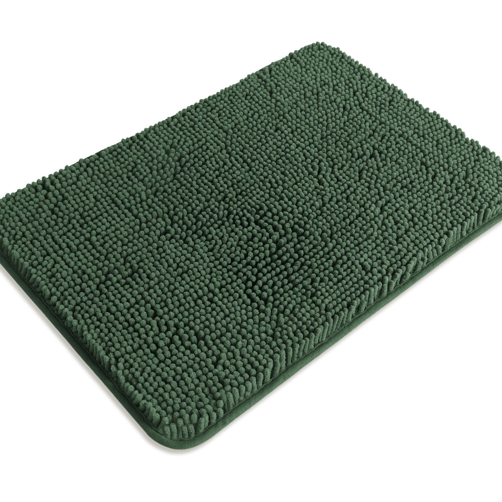 PureSwan Hunter Green Bathroom Rugs - Absorbent and Washable Bath Mat, Non-Slip, Thick Soft Chenille Bath Rugs for Bathroom Floo