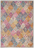 HomeRoots Multicolor 100% Polypropylene 8’ x 10’ Muted Brights Floral Diamond Area Rug