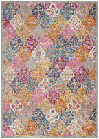 HomeRoots Multicolor 100% Polypropylene 8’ x 10’ Muted Brights Floral Diamond Area Rug