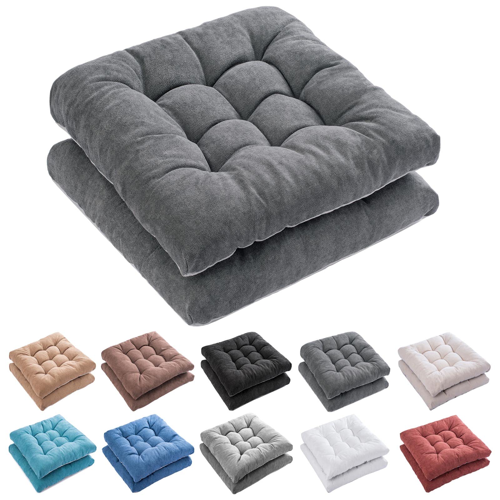 Fabricastle Outdoor Chair Cushions Patio Cushion Premium Comfortable Thick Fill Tufted 19' X 19' Floor Wicker Seat Pads, 2 Cou