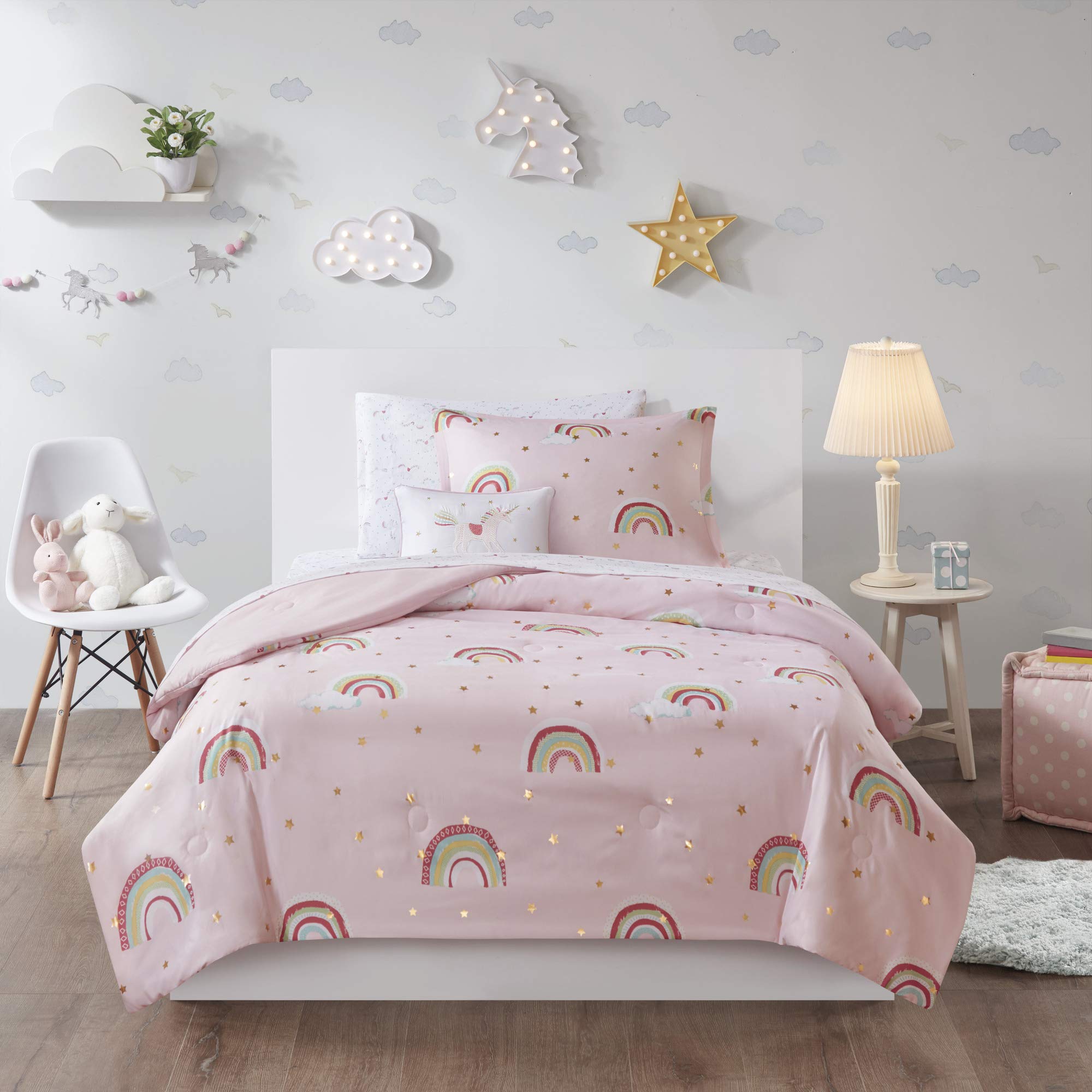 Mi Zone Kids Alicia Cozy Bed In A Bag Comforter With Complete Sheet Set Fun And Playful Print, Children Cover Girls Room D  Cor,