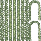 CQURE 24 Pack Eucalyptus Garland, Artificial Greenery Garland Faux Eucalyptus Leaves Table Garland Vines for Wedding Backdrop Fi