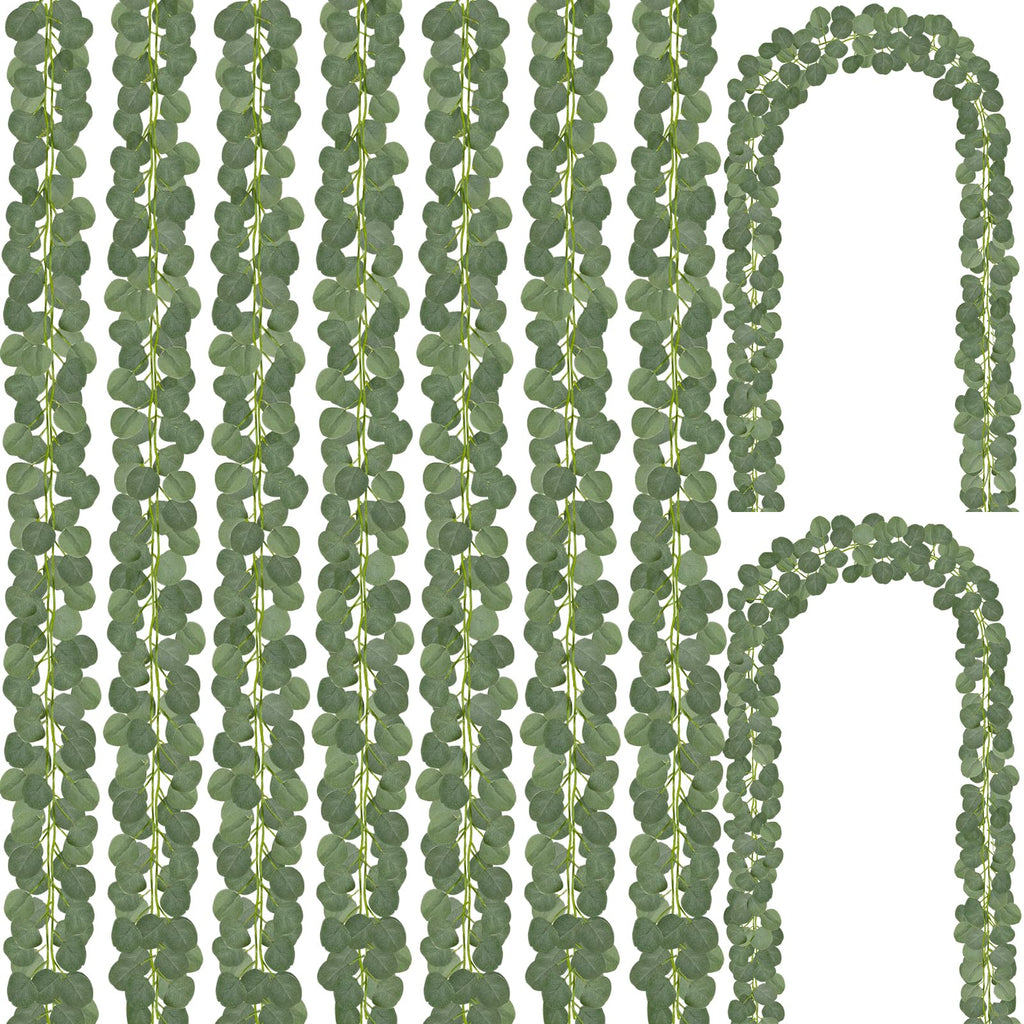 CQURE 48Pcs Eucalyptus Garland,Artificial Eucalyptus Leaves Table Greenery Garland Wreath Vines for Wedding Party Table Bedroom 