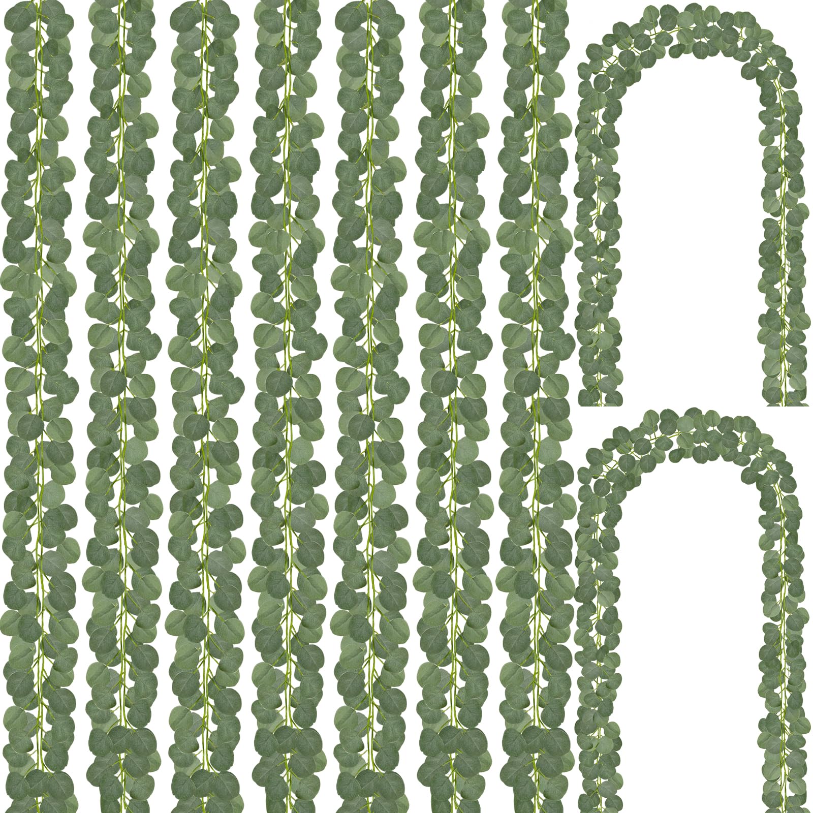 CQURE 48Pcs Eucalyptus Garland,Artificial Eucalyptus Leaves Table Greenery Garland Wreath Vines for Wedding Party Table Bedroom 