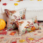 Dfxsz Fall Pillow Covers 12X20 Inch Set Of 2 Orange White Pumpkin Fallen Leaves Decorative Outdoor Throw Pillow Covers Autumn Thanksgiving Farmhouse Decoration For Home Couch Th27-A12