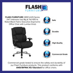Flash Furniture HERCULES Series 24/7 Intensive Use Big & Tall 400 lb. Rated Black Fabric Executive Ergonomic Office Chair with Lumbar Knob