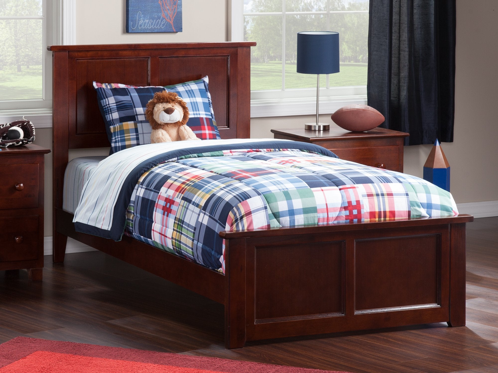 AFI, Madison Full Foundation Bed with Matching Footboard, Walnut