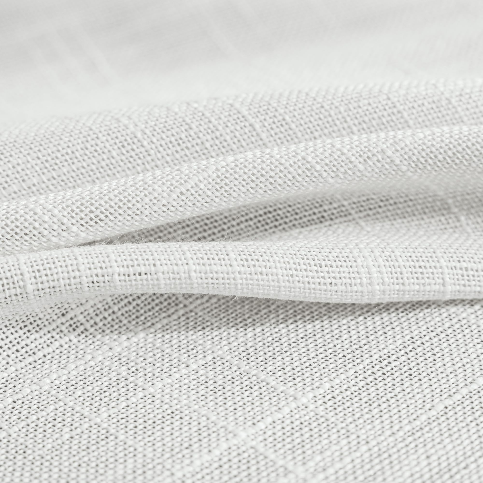 Fmfunctex Linen Semi Sheer White Curtains For Bedroom Living Room, Curtain Panels 72 Inches Length Sheer Linen Textured Window D