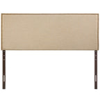 Modway Region Linen Fabric Upholstered Queen Headboard in Cafe with Nailhead Trim