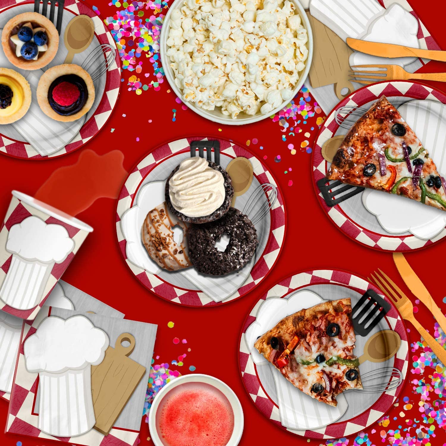 Chef Cooking Birthday Party Supplies Set Plates Napkins Cups Tableware Kit For 16