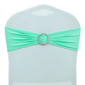 Mds-Megadecorsupply Chair Sashes, 100Pcs Sea Green, Spandex Stretch Chair Cover Bands With Buckle Slider For Wedding And Events