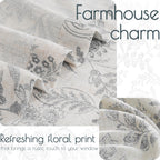 Jinchan Floral Kitchen Curtains 24 Inch Gray Linen Tier Curtains Farmhouse Cafe Curtains Country Botanic Small Window Curtains R