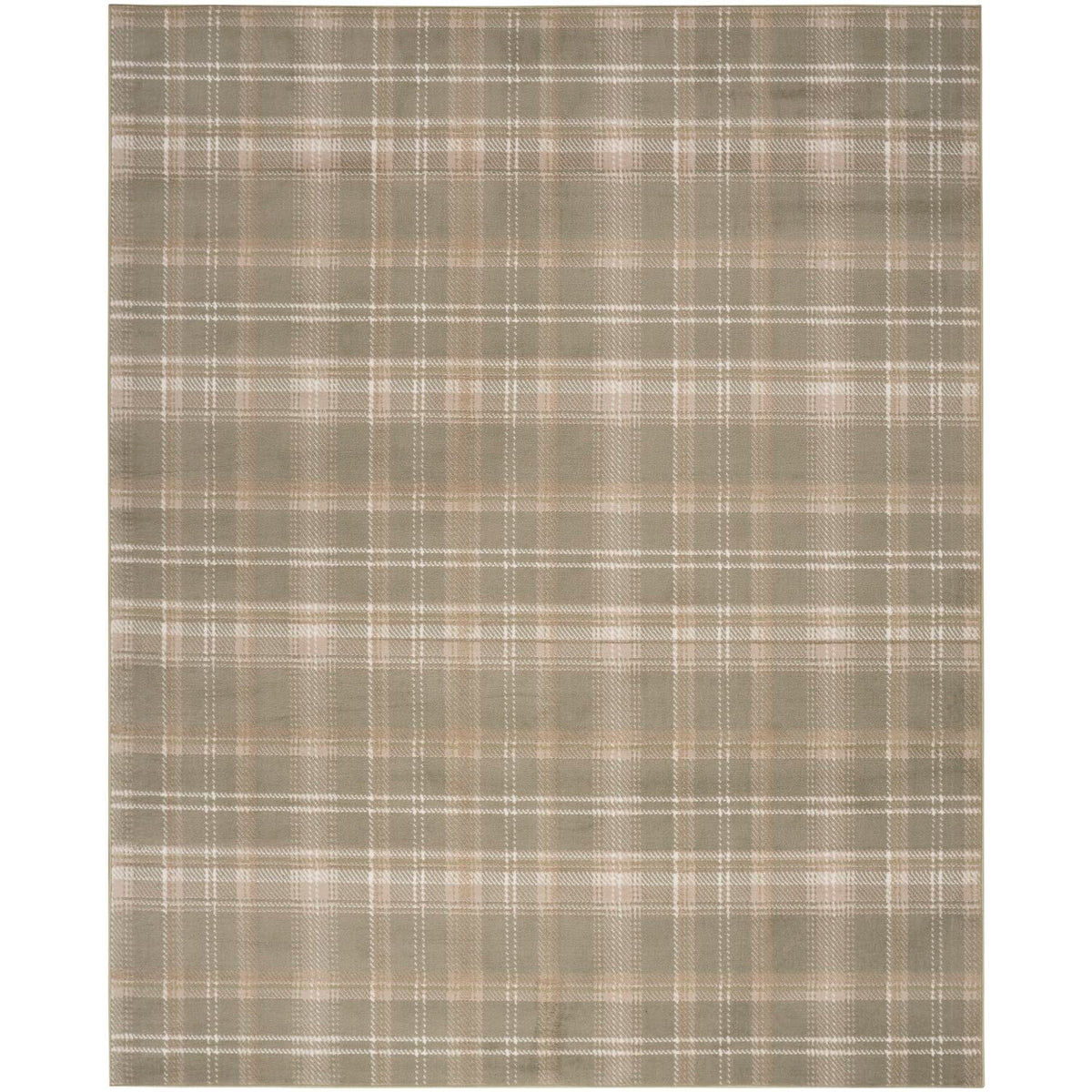 Nourison Grafix Plaid Olive 7'10' X 9'10' Area Rug, Easy Cleaning, Non Shedding, Bed Room, Living Room, Dining Room, Kitchen (