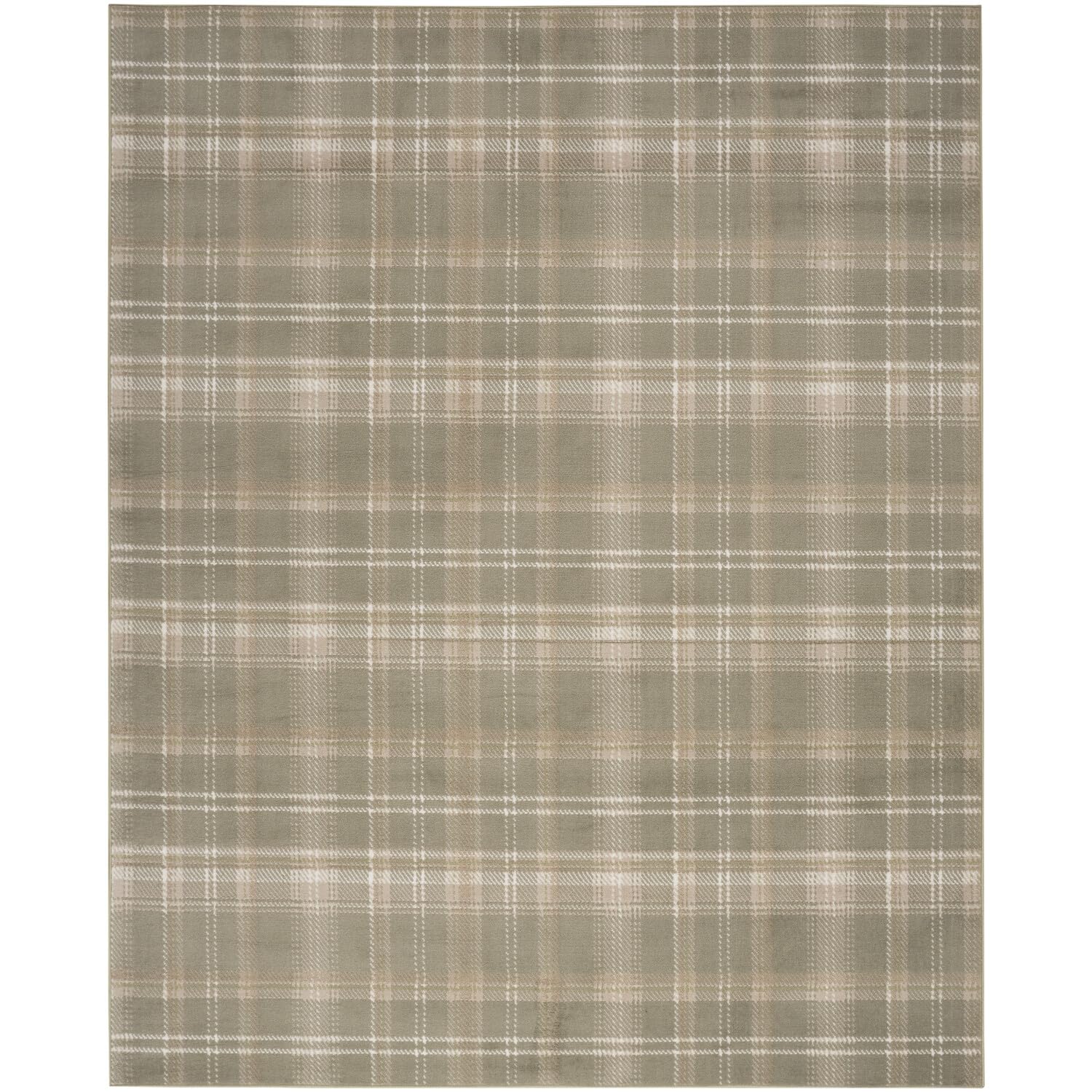 Nourison Grafix Plaid Olive 7'10' X 9'10' Area Rug, Easy Cleaning, Non Shedding, Bed Room, Living Room, Dining Room, Kitchen (