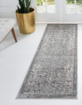 Rugs.com Oregon Collection Rug - 12 Ft Runner Gray Low-Pile Rug Perfect for Hallways, Entryways