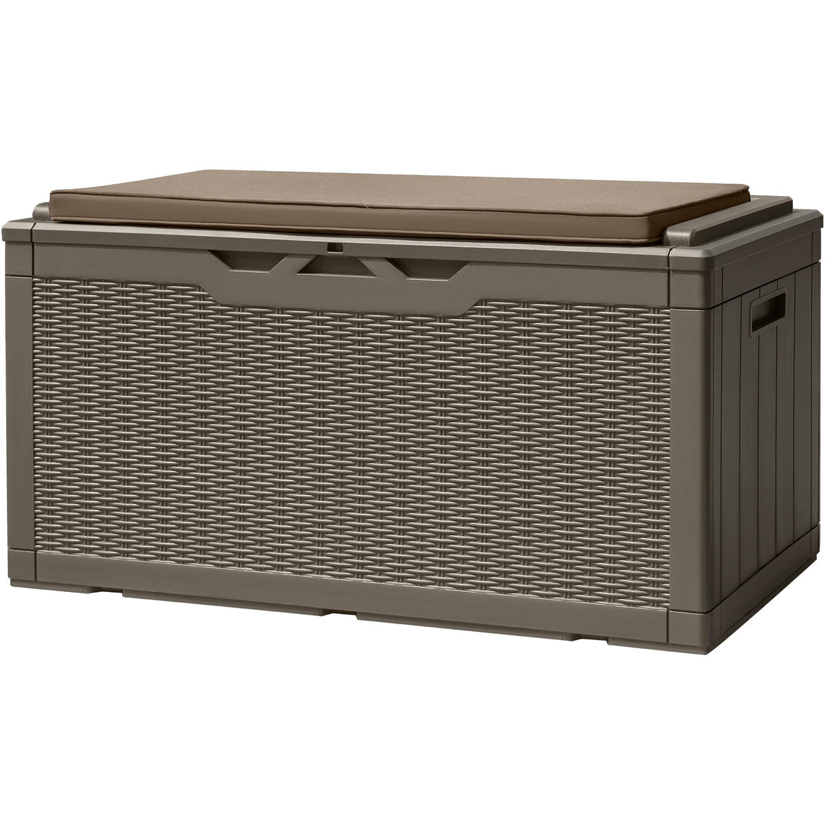 Devoko 100 Gallon Deck Box, Waterproof Resin Outdoor Storage Box With Cushion For Outside, Large Outdoor Storage Bench Cabinet L